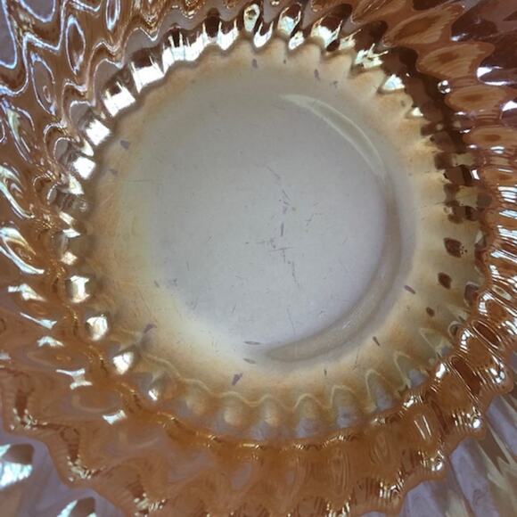 Vintage Fire King by Anchor Hocking Peach Lustre Vegetable Serving Bowl - Picture 3 of 7